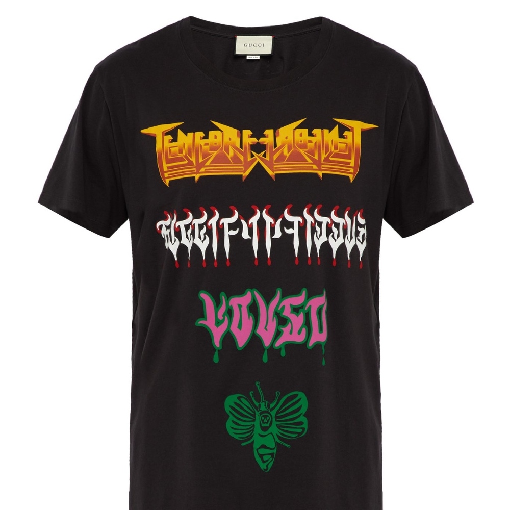 GUCCI Runway Black Metal cotton jersey T-shirt